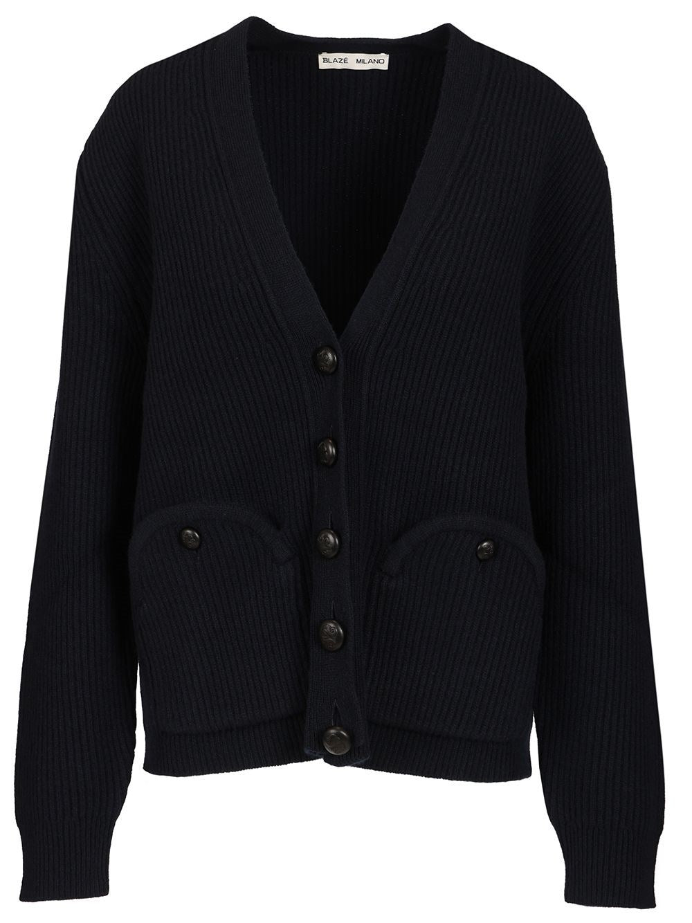 Blazé Milano V-Neck Cardigan - Blue