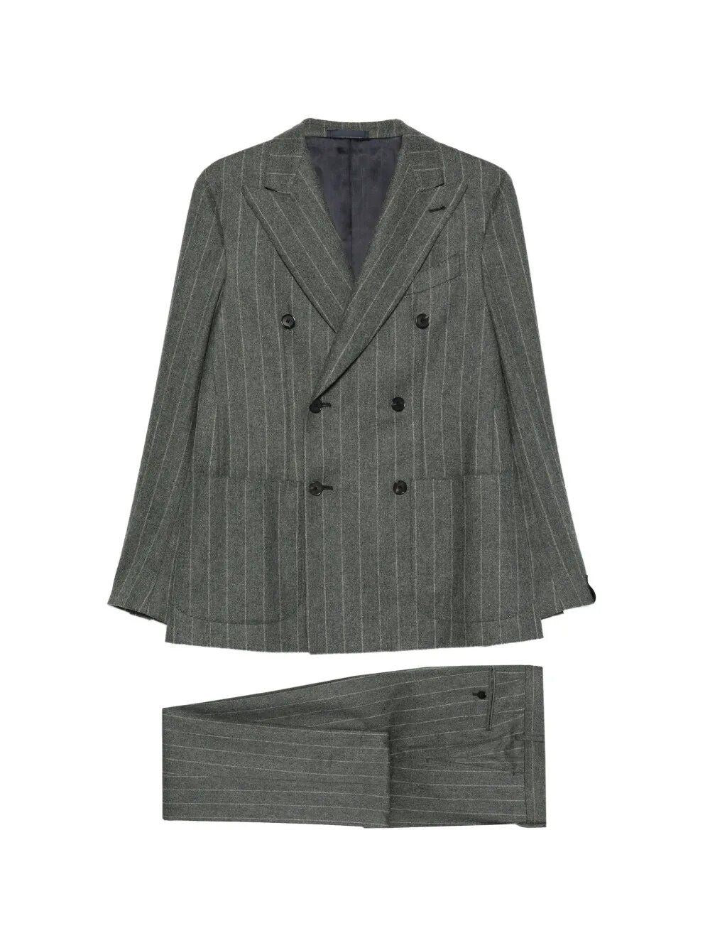 Caruso Double-Breasted Pinstripe Suit - Grey