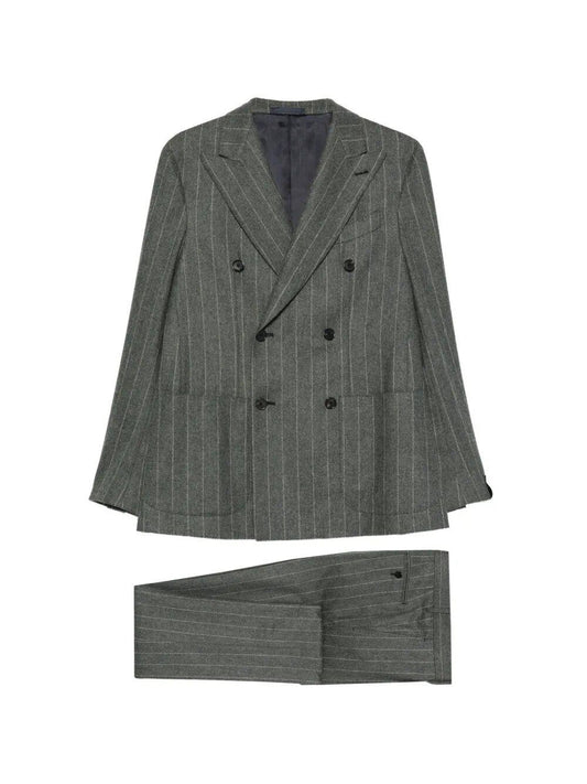 Caruso Double-Breasted Pinstripe Suit - Grey