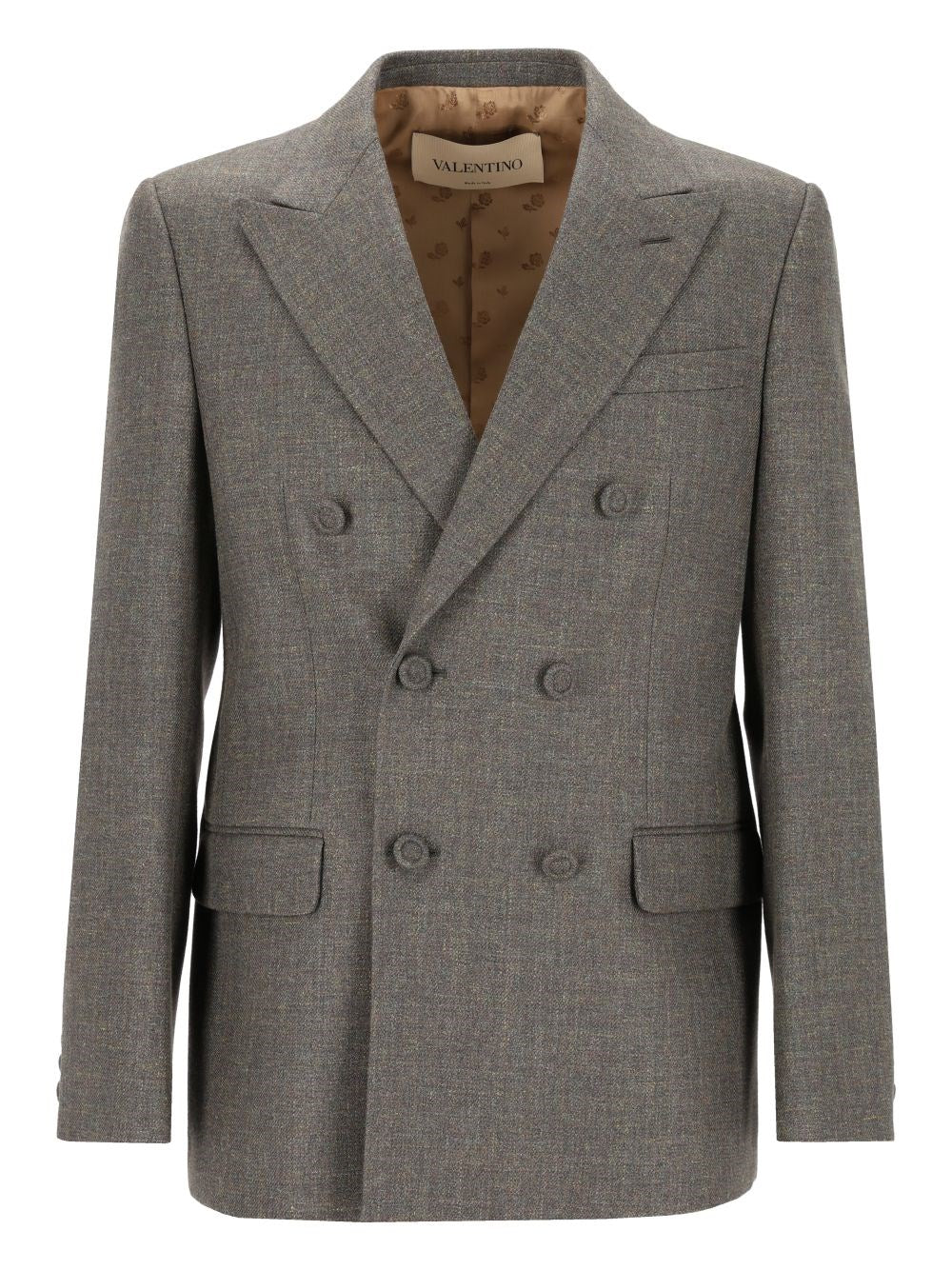 Valentino Garavani Double-Breasted Wool And Linen Blazer - Green