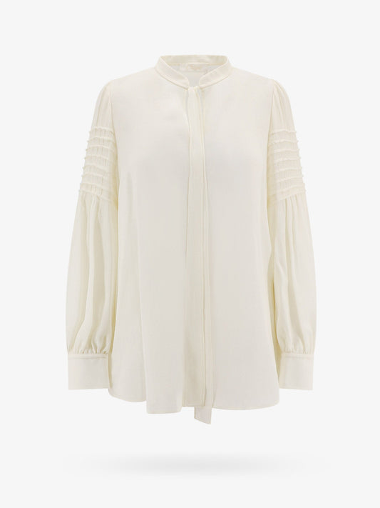 Chloe' Virgin Wool Shirt With Frontal Bow