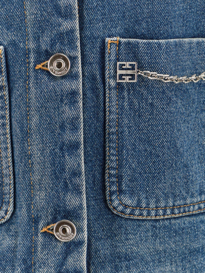 Givenchy Denim Jacket With Metal 4g Chain