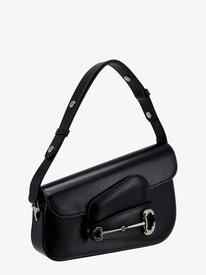 Gucci Leather Shoulder Bag With Iconic Frontal Horsebit