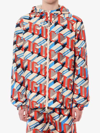 Gucci Nylon Jacket With Gucci Pixel Print