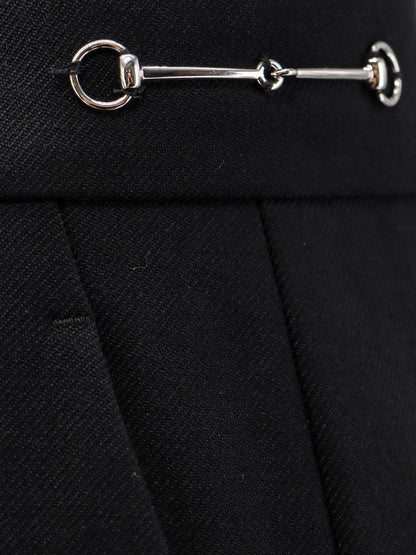 Gucci Wool Trouser With Horsebit Metal Detail