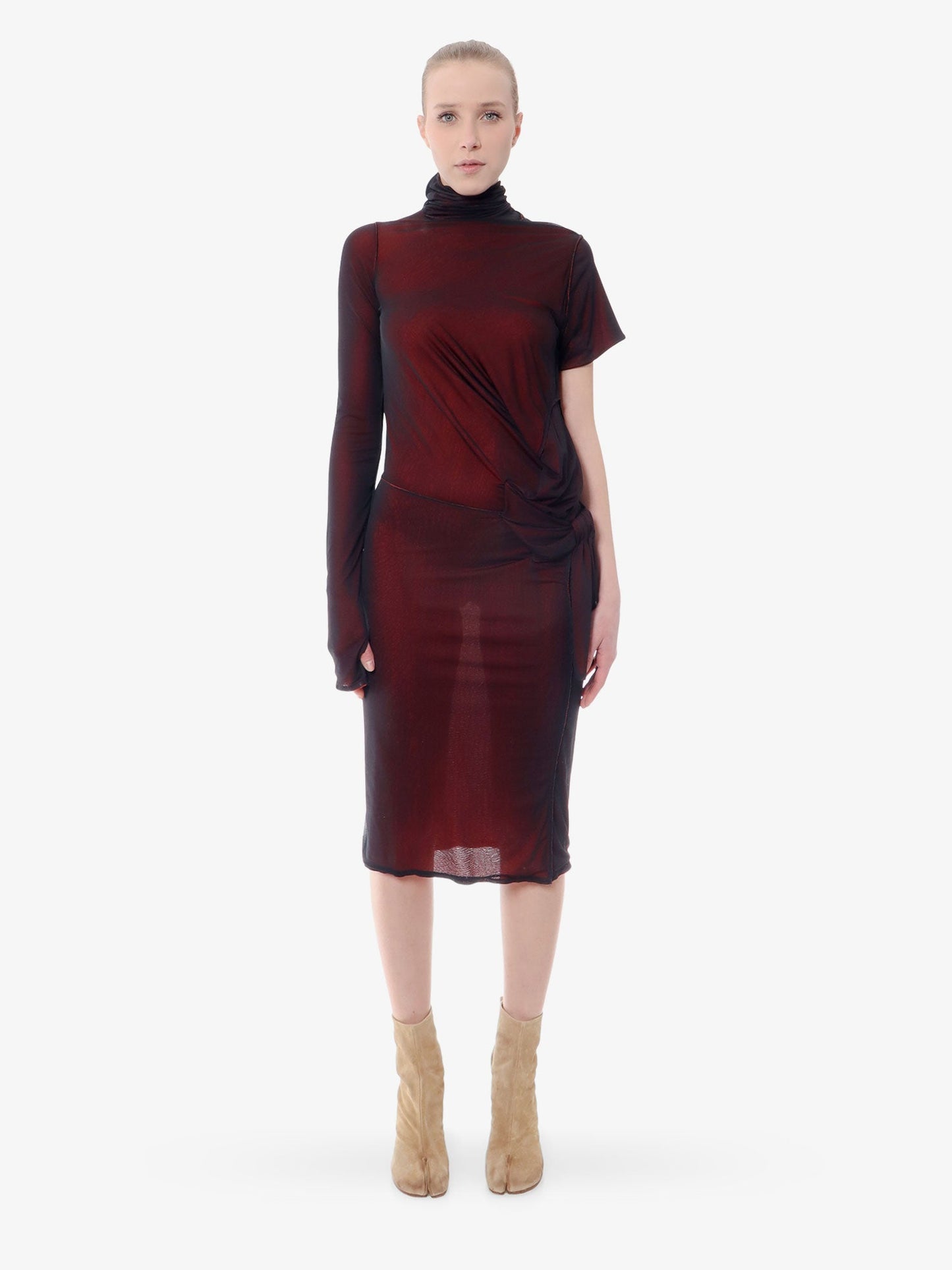 Maison Margiela Viscose Dress With Asymmetric Sleeves