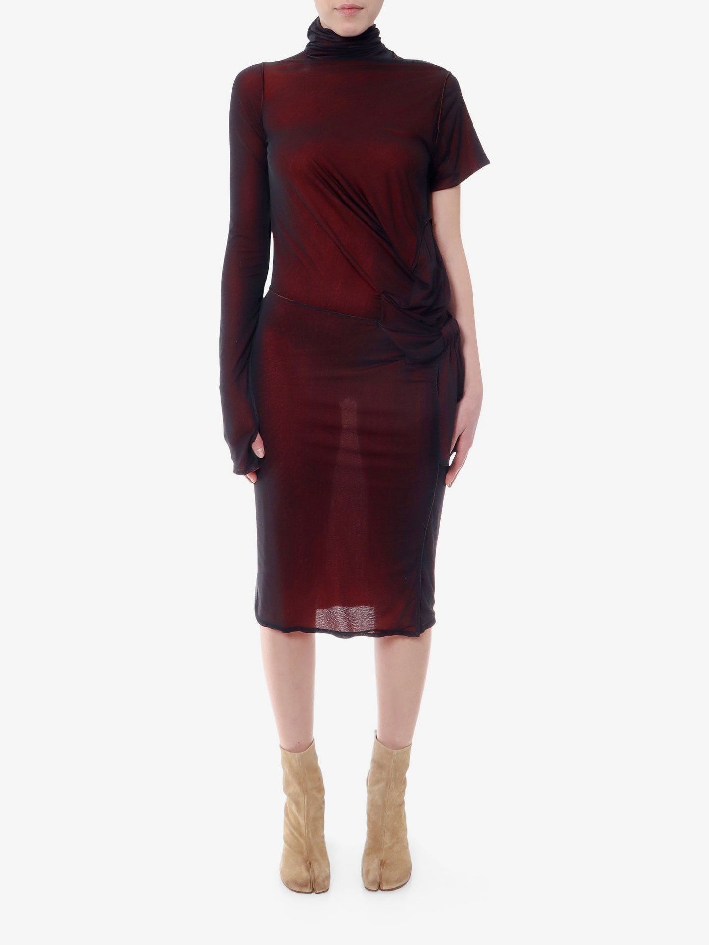 Maison Margiela Viscose Dress With Asymmetric Sleeves