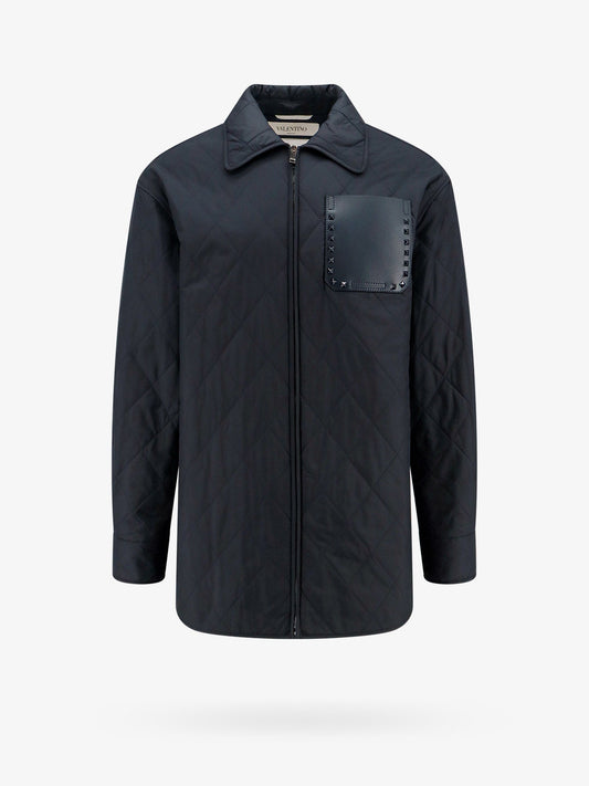 Valentino Padded And Quilted Nylon Jacket With Iconic Studs