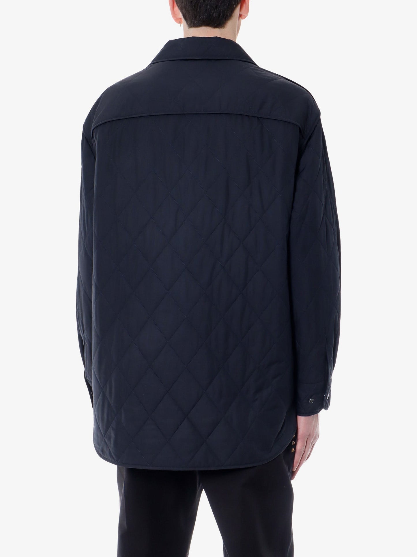 Valentino Padded And Quilted Nylon Jacket With Iconic Studs