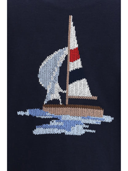 Thom Browne 4-Bar Boat cotton Cardigan - Navy