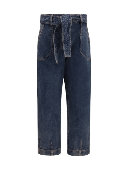 Giorgio Armani Wide-leg Jeans with belt - Grey Navy