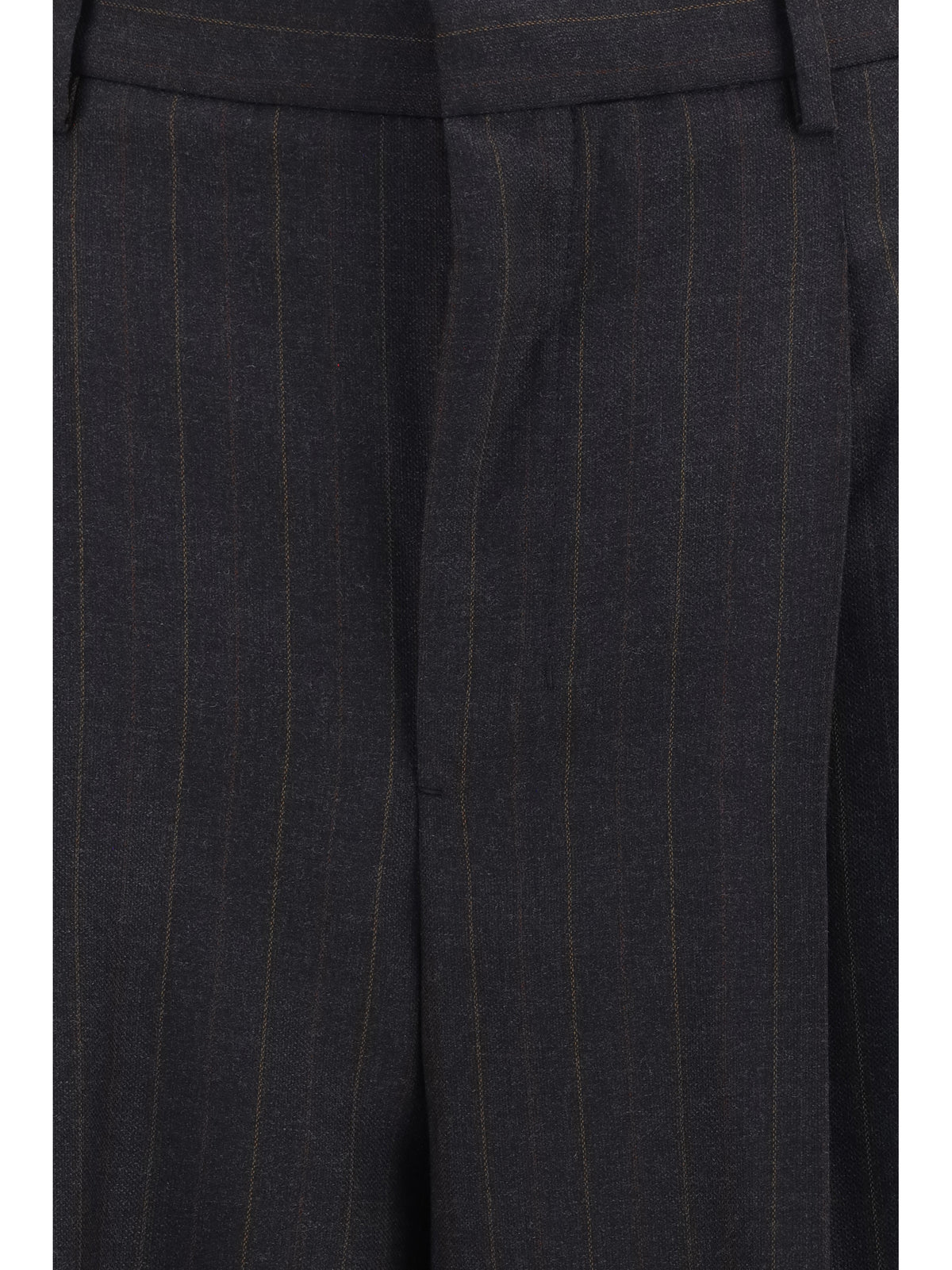 Ami Paris Wide-leg tailored Pants - Gris Charcoal/Marron Choco