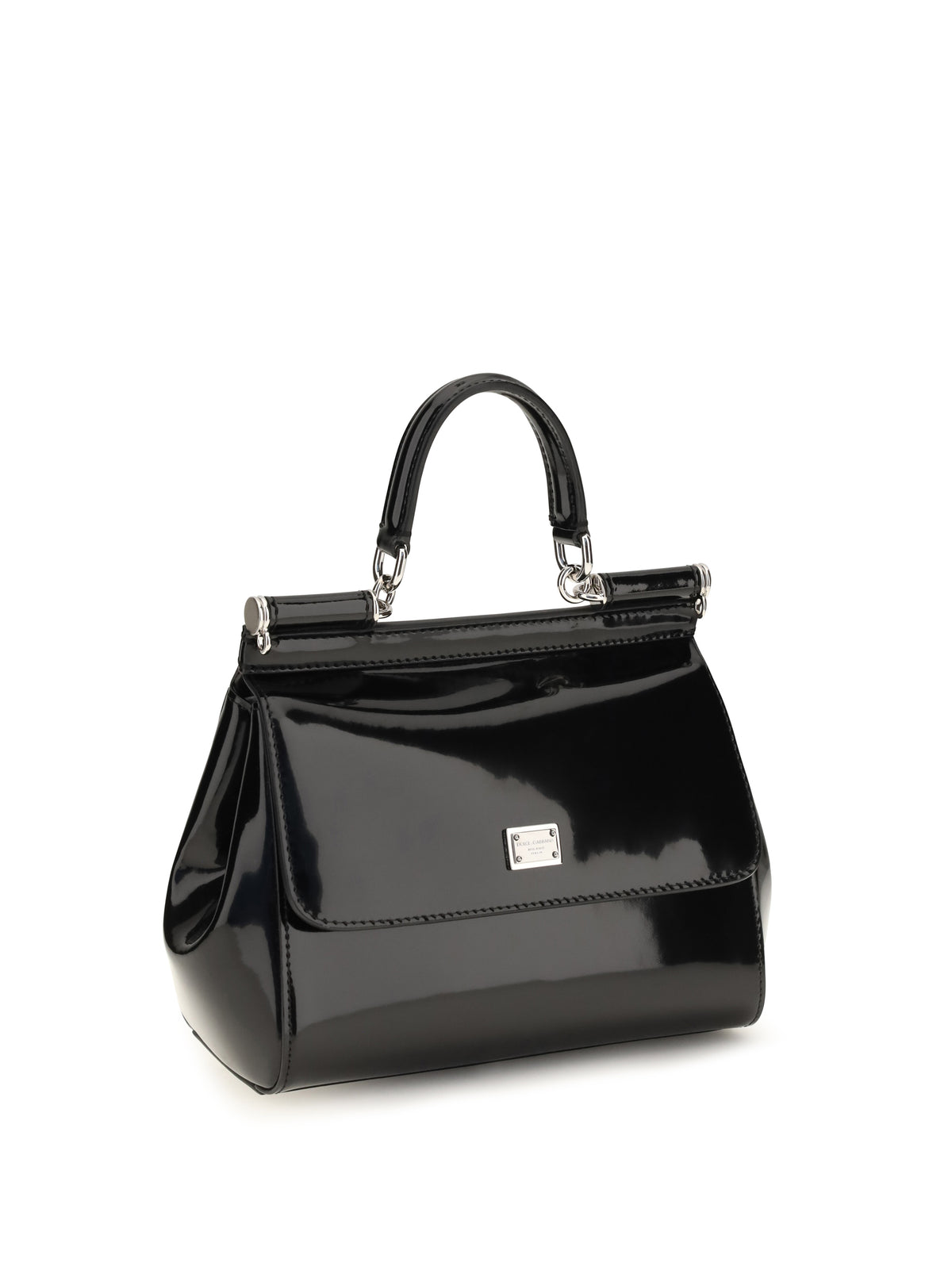 Dolce & Gabbana Small Sicily glossy calfskin Handbag - Black