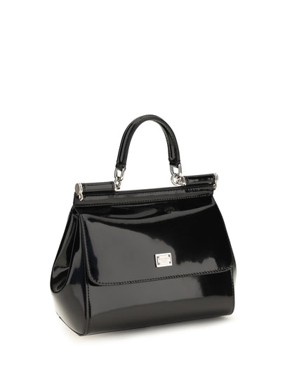 Dolce & Gabbana Small Sicily glossy calfskin Handbag - Black