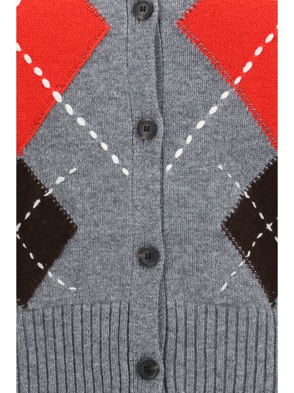 Pinko Cardiff diamond wool and cashmere crewneck Cardigan - Grey/Brown