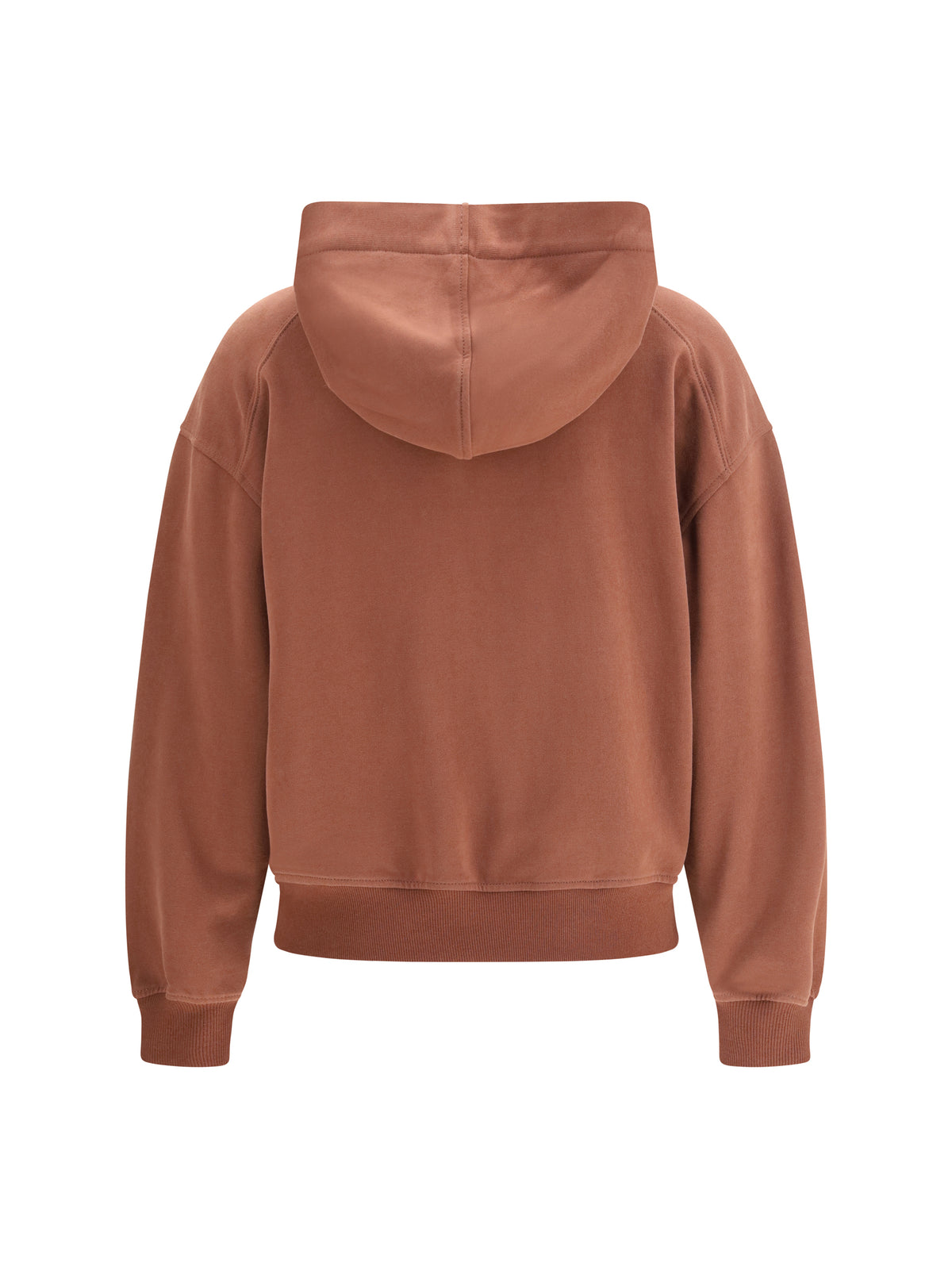 Brunello Cucinelli Hooded smooth cotton Sweatshirt with shiny zipper pull - Brandy Brown