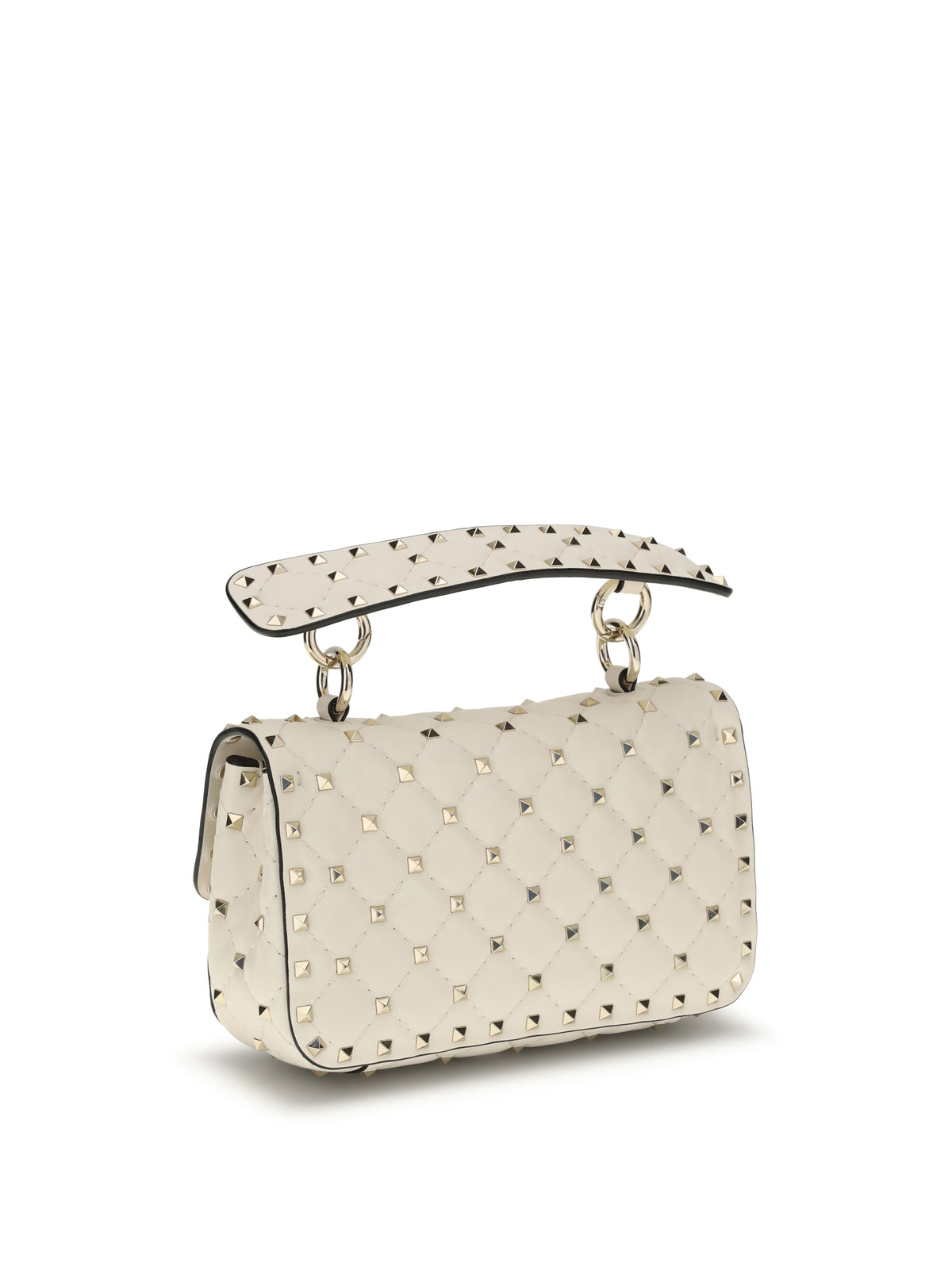 Valentino Garavani Rockstud Spike mini Top Handle Bag in nappa - Light Ivory