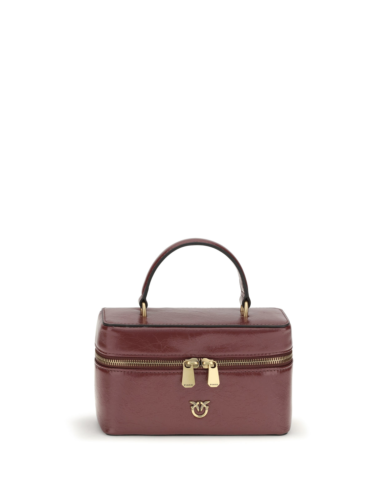 Pinko Vanity Soft Mini Quilted Beauty Case - Ribes Intenso-Antique Gold