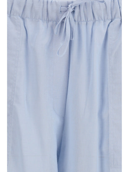 Toteme Cotton and linen blend palazzo Pants - Sky