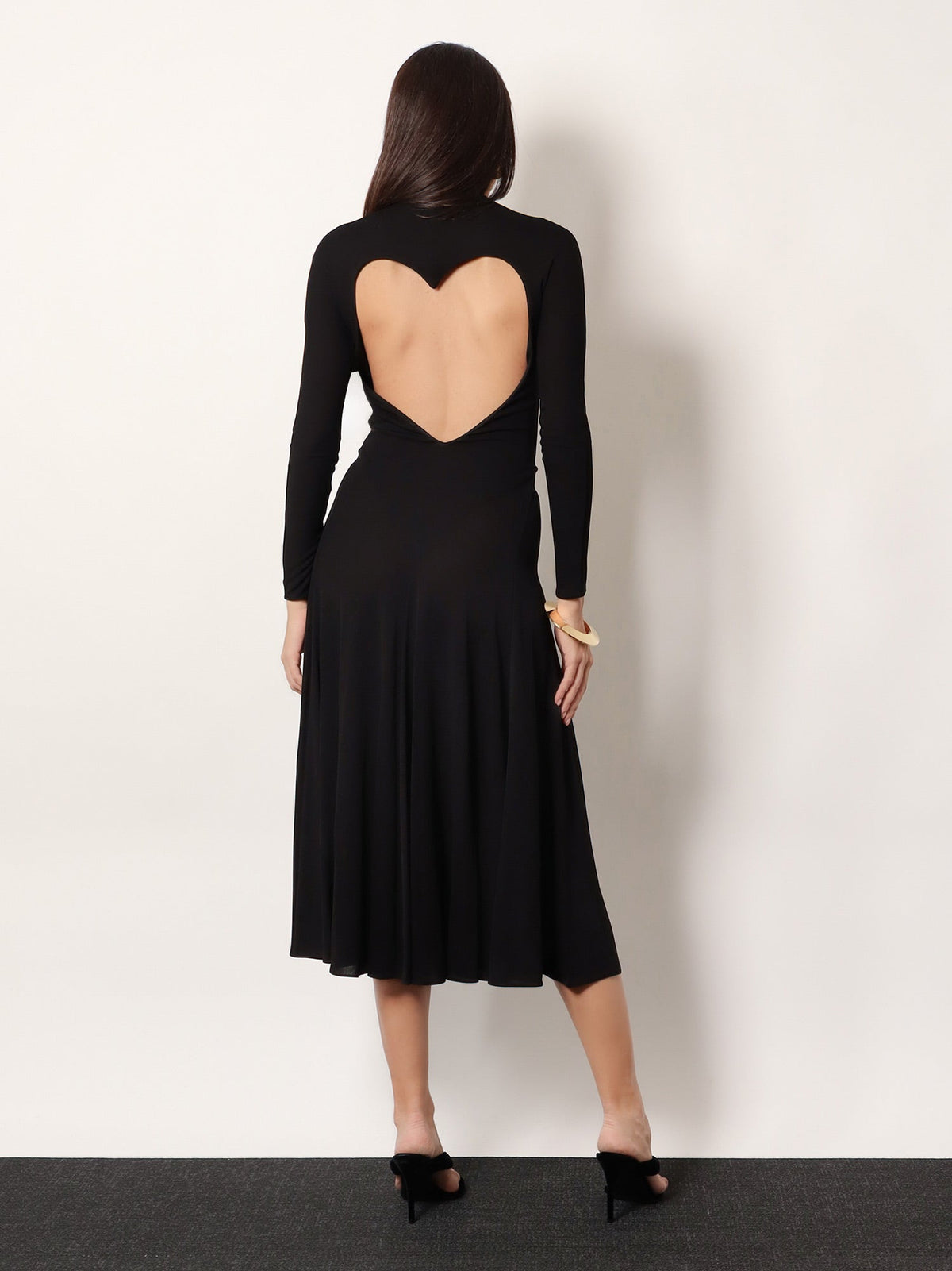 Alaia Viscose long Heart Dress - Noir Alaia