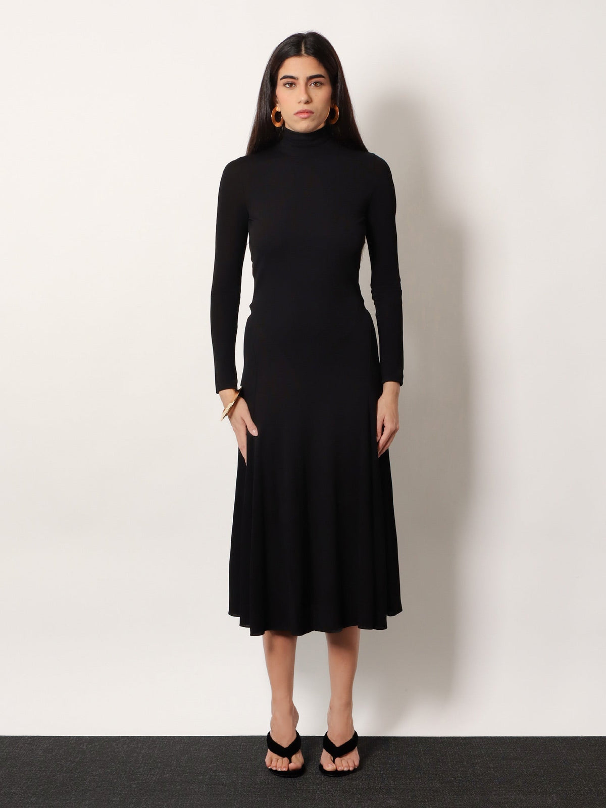 Alaia Viscose long Heart Dress - Noir Alaia