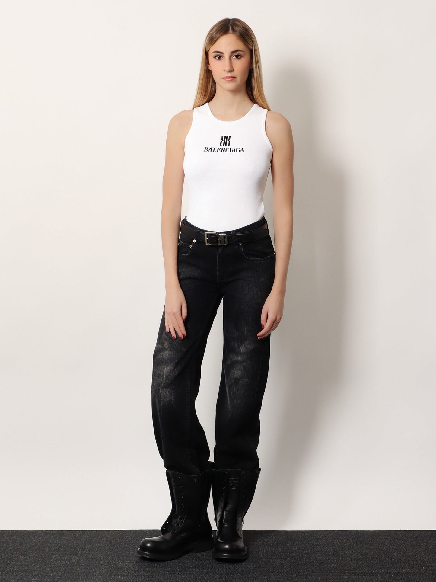 Balenciaga Ribbed Viscose Blend Tank Top