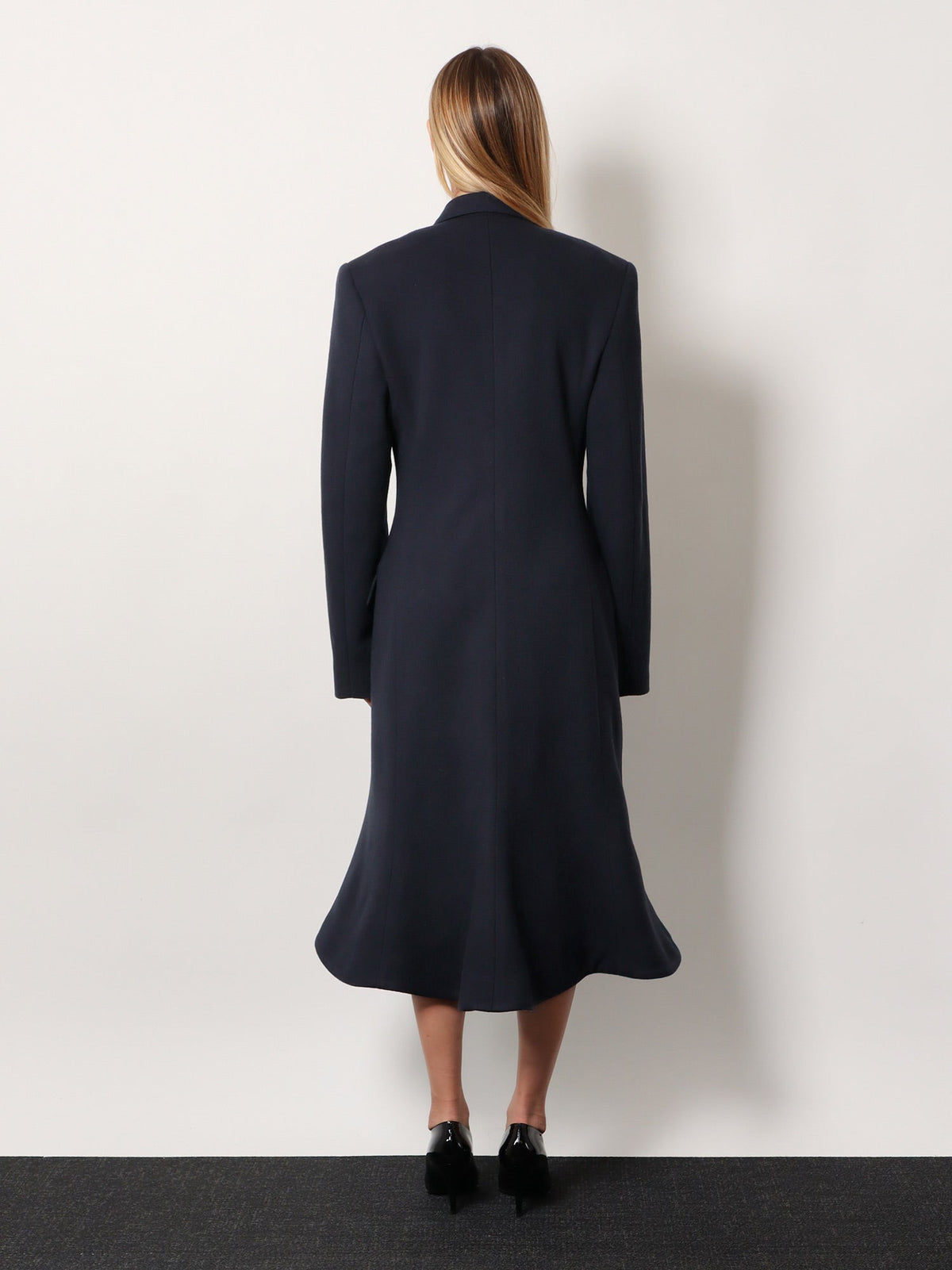 Balenciaga Godet Midi double-breasted wool coat - Blue