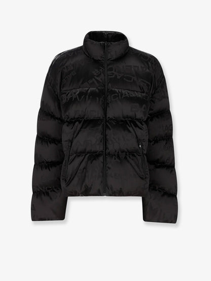 Balenciaga Nylon Down Jacket With All Over Lettering Logo