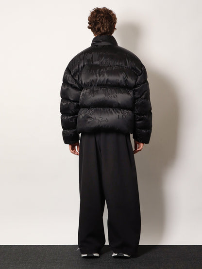 Balenciaga Nylon Down Jacket With All Over Lettering Logo