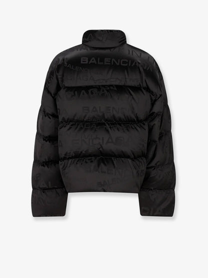 Balenciaga Nylon Down Jacket With All Over Lettering Logo
