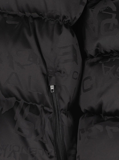 Balenciaga Nylon Down Jacket With All Over Lettering Logo
