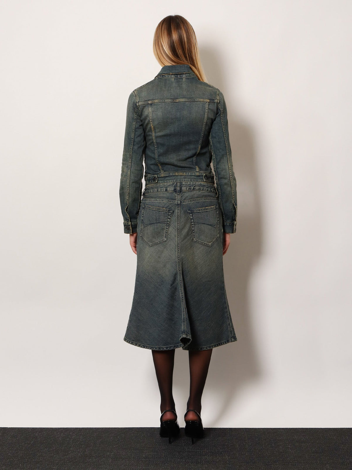 Balenciaga Denim Midi Skirt - Blue