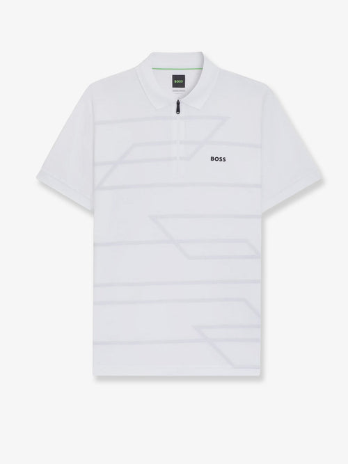 Boss Zip-up sweater with geometric pattern - White
