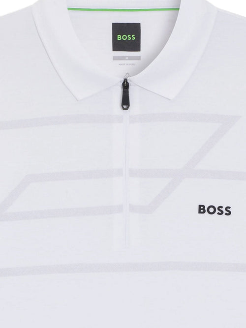Boss Zip-up sweater with geometric pattern - White
