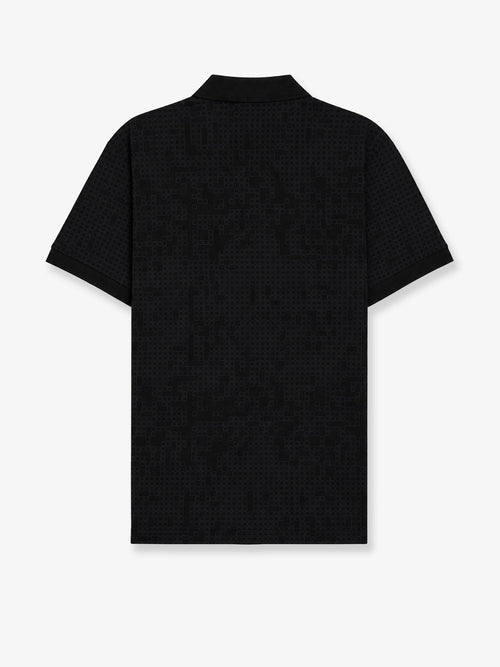 Boss Stretch cotton polo with all-over print - Black