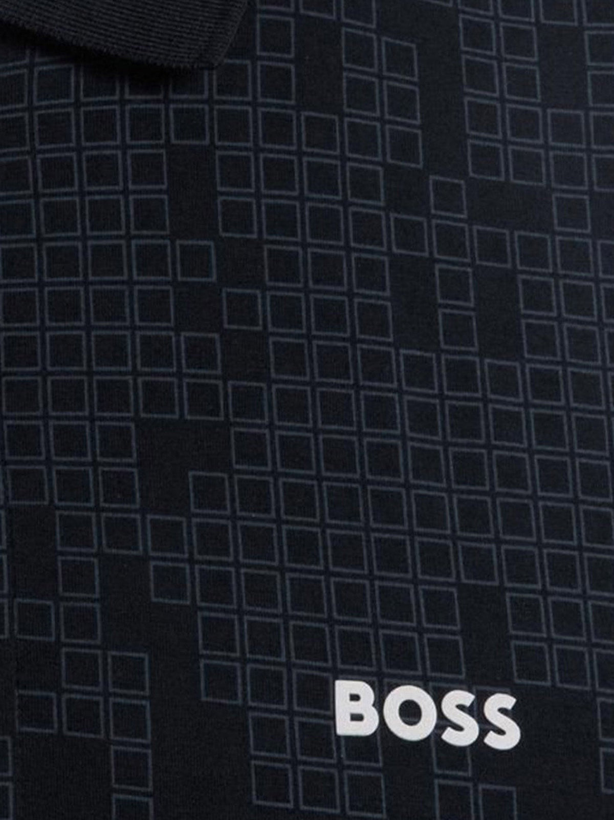 Boss Stretch cotton polo with all-over print - Black