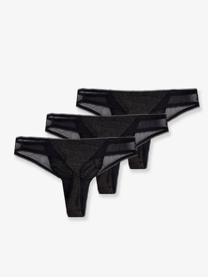 Boss Lurex Thong Tripack With Lace Trim