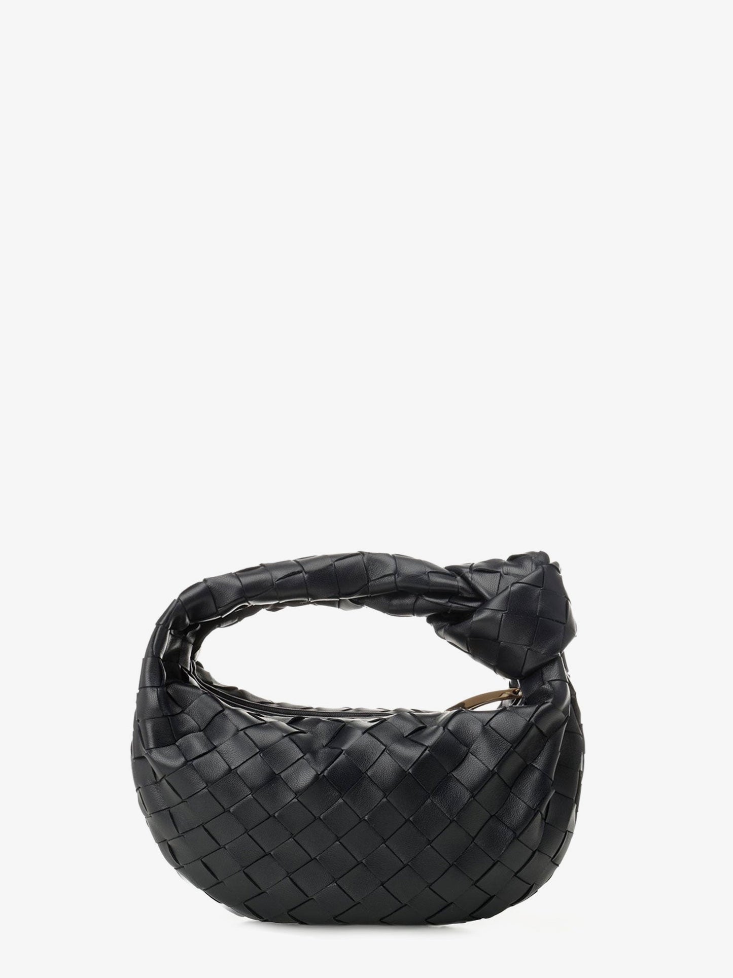 Bottega Veneta Mini Jodie Leather Handbag With A Foggy Mirror Effect Braided Motif