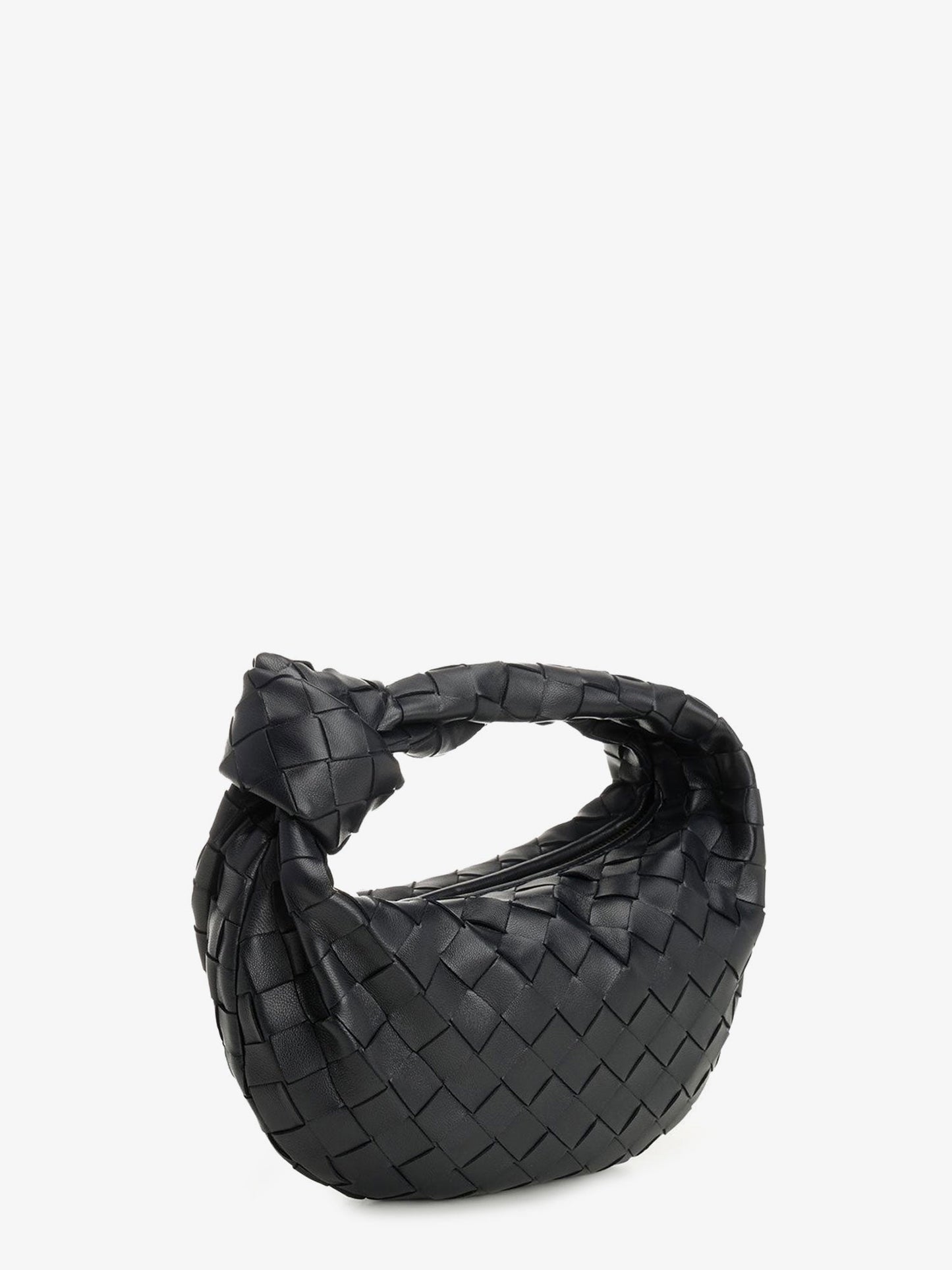 Bottega Veneta Mini Jodie Leather Handbag With A Foggy Mirror Effect Braided Motif