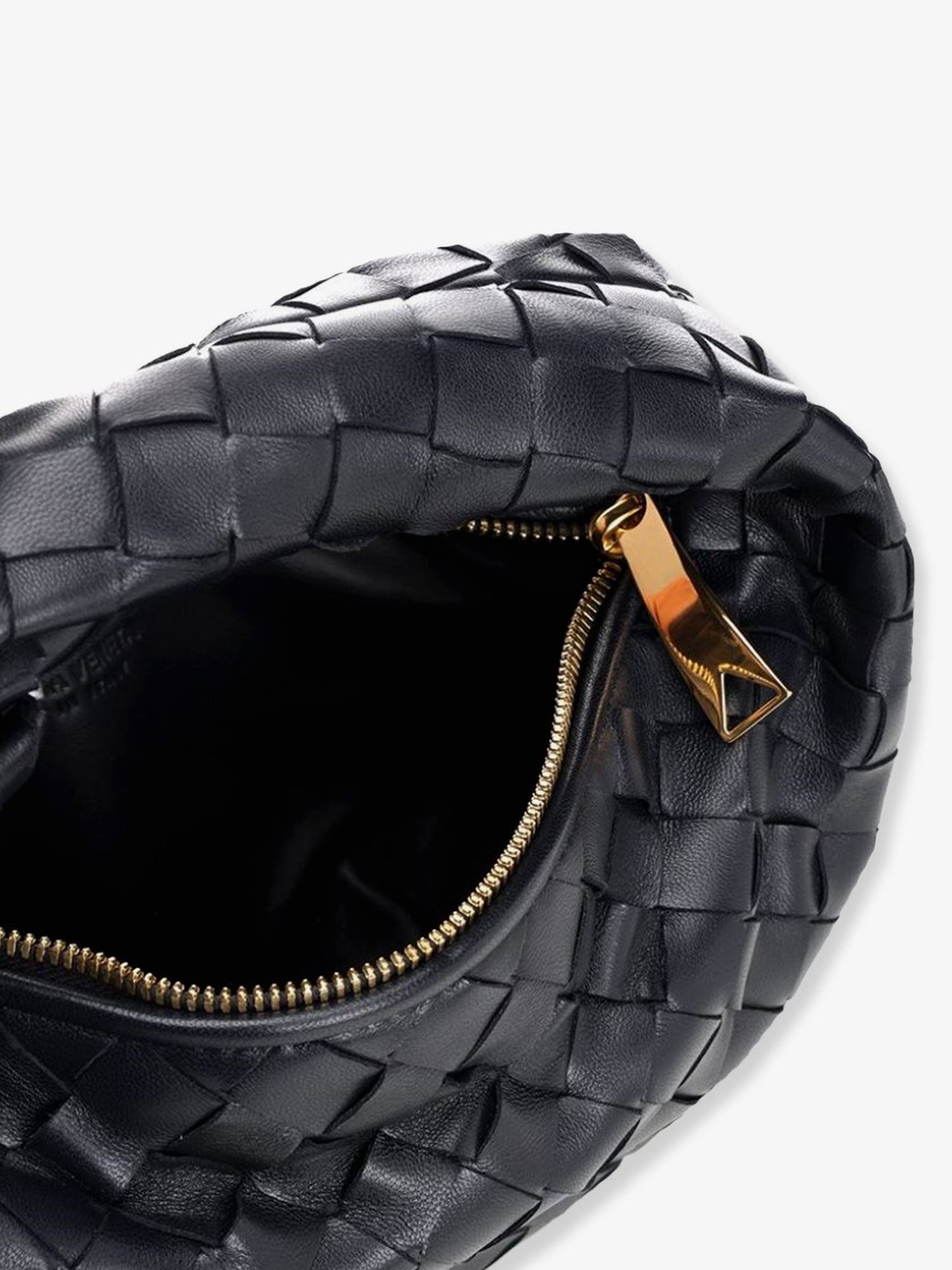 Bottega Veneta Mini Jodie Leather Handbag With A Foggy Mirror Effect Braided Motif
