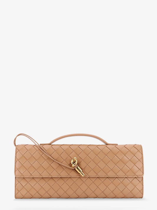 Bottega Veneta Andiamo Leather Clutch With Intrecciato Motif