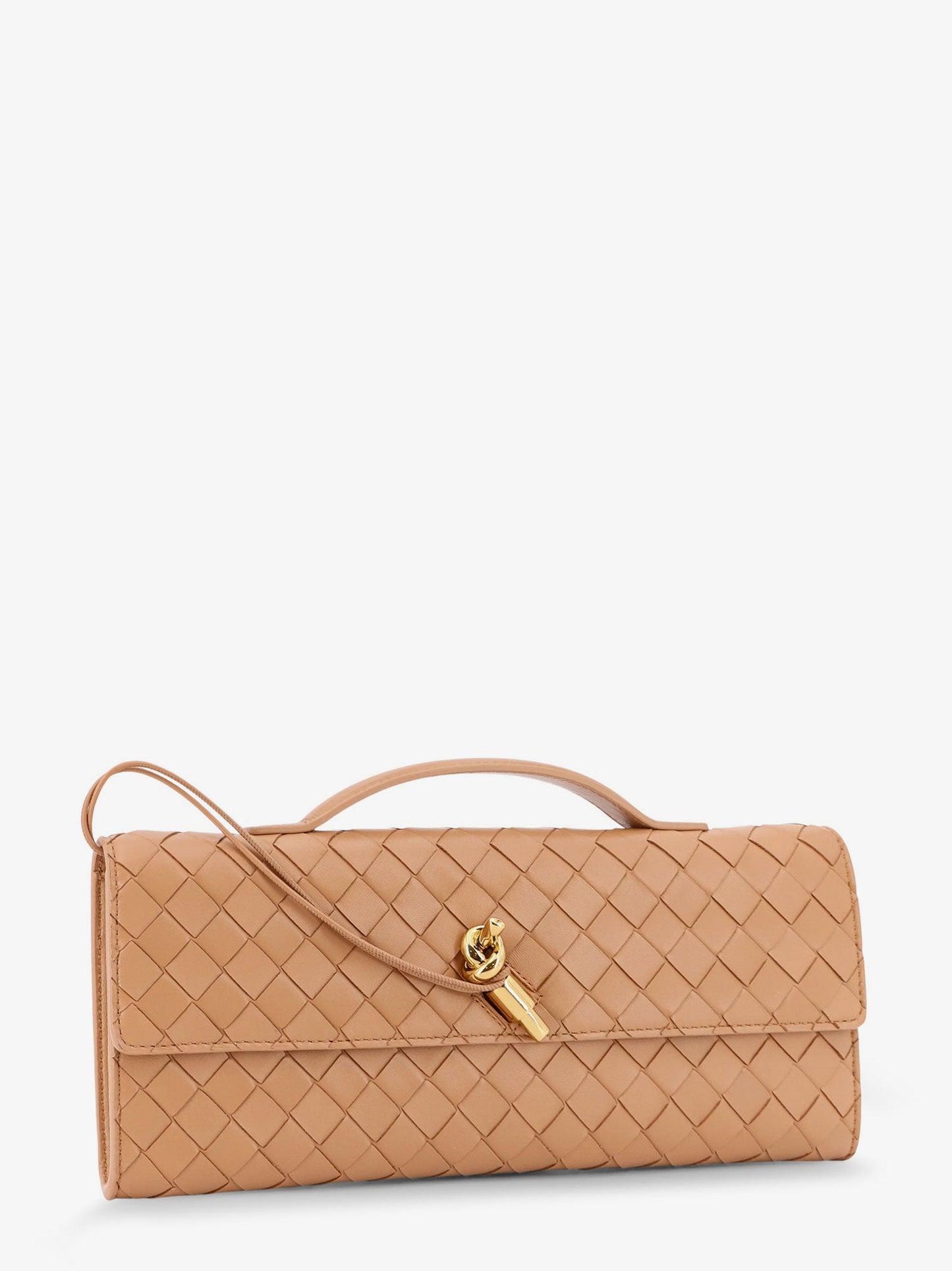 Bottega Veneta Andiamo Leather Clutch With Intrecciato Pattern