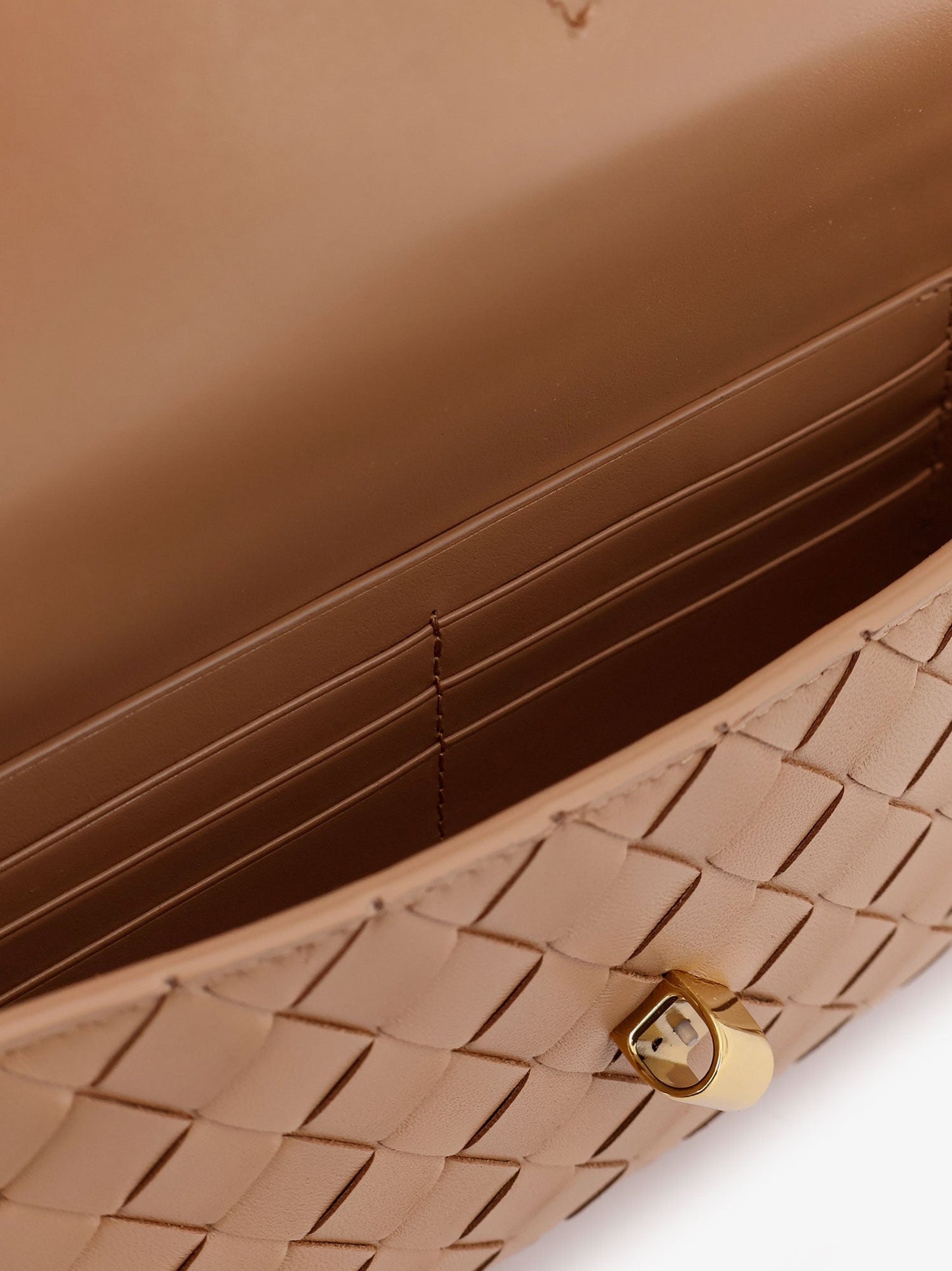 Bottega Veneta Andiamo Leather Clutch With Intrecciato Pattern