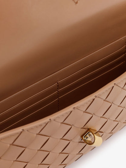 Bottega Veneta Andiamo Leather Clutch With Intrecciato Pattern