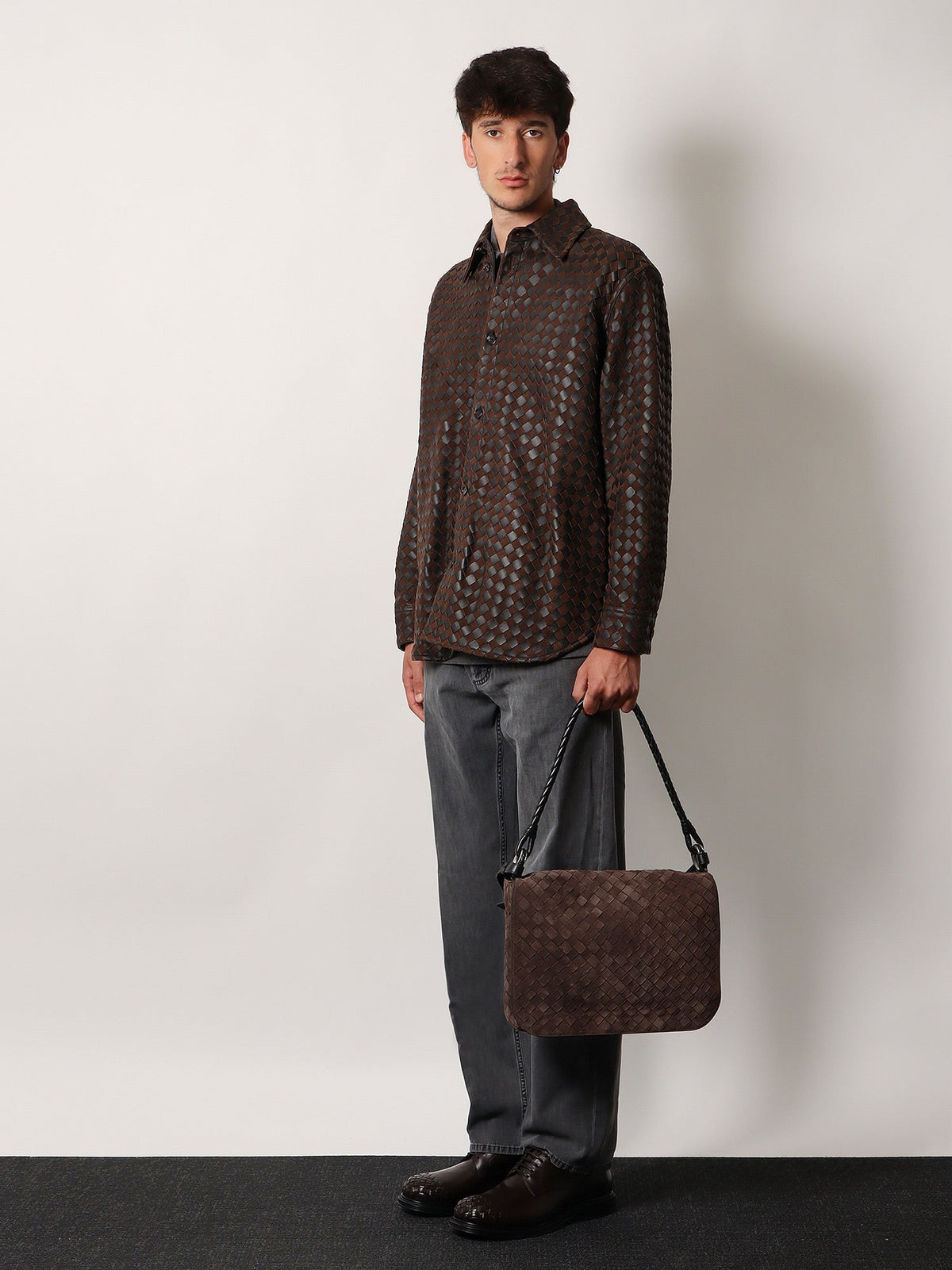 Bottega Veneta Intrecciato suede shoulder bag - Fondant/Bl-Vinta.S