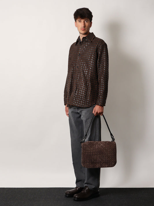 Bottega Veneta Intrecciato suede shoulder bag - Fondant/Bl-Vinta.S