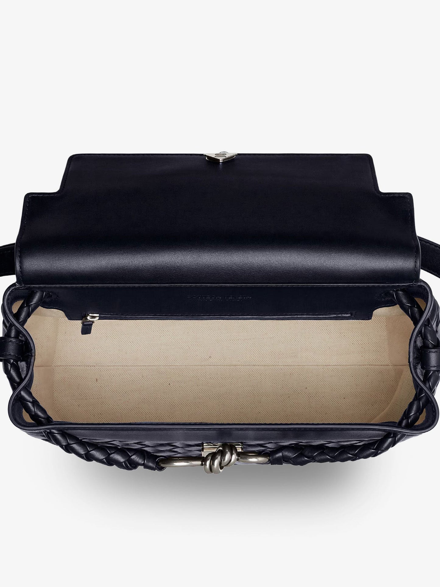Bottega Veneta Andiamo Leather Shoulder Bag With Intrecciato Pattern