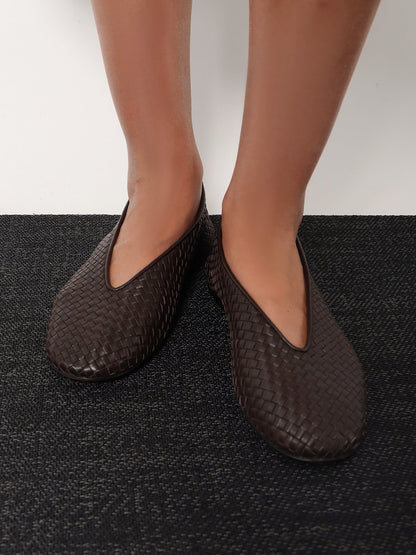 Bottega Veneta Rosa Flat Leather Ballerinas With Intrecciato Motif