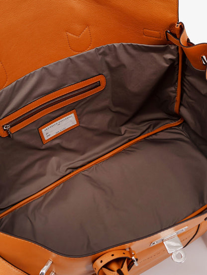 Brunello Cucinelli Leather Travel Bag With Engraved Logo On The Front