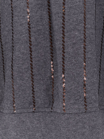 Brunello Cucinelli Dazzling Chalk Stripe Embroidery Cotton Sweatshirt